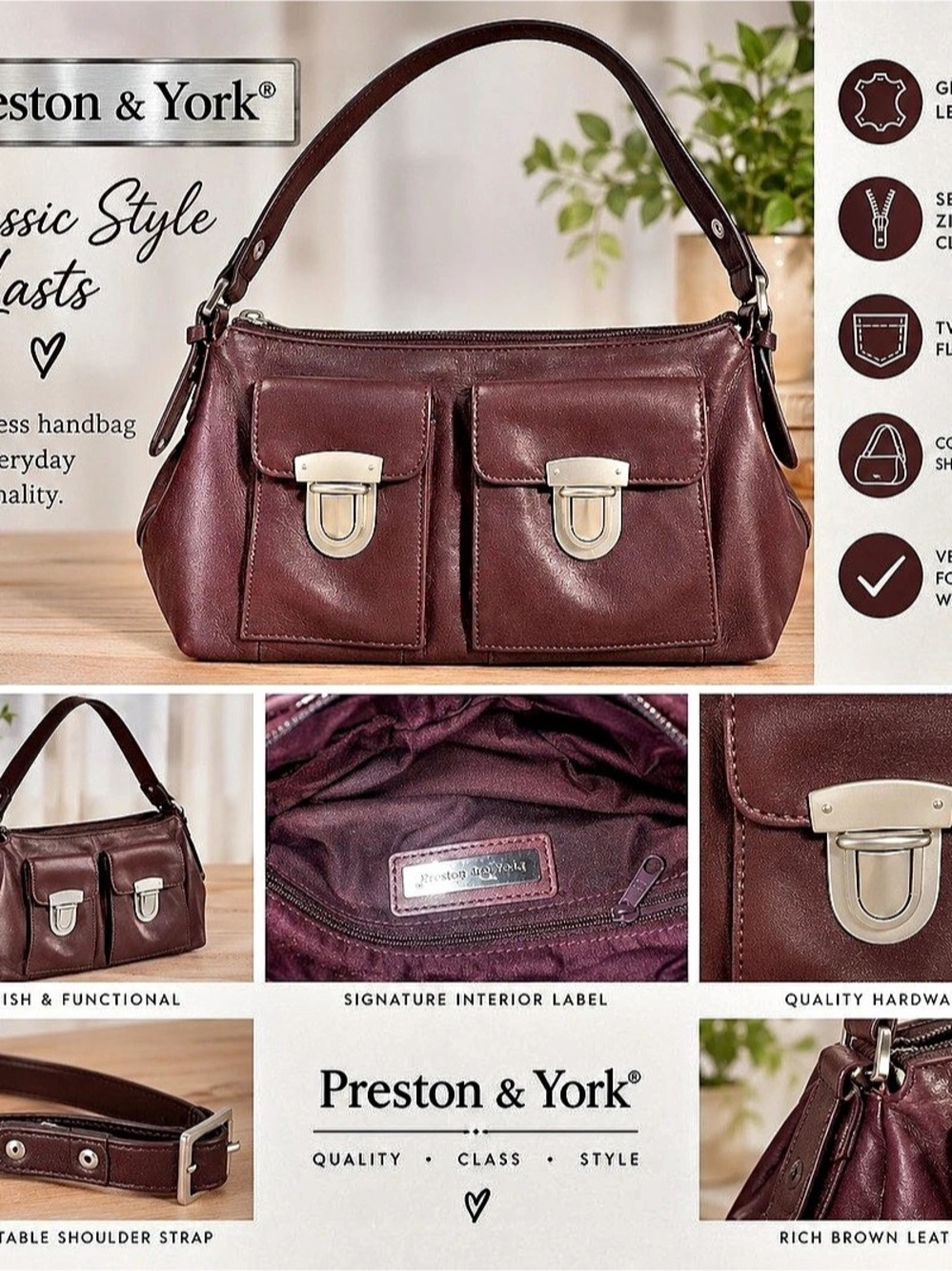 Preston & York Shoulder Bag in Brown Like New
